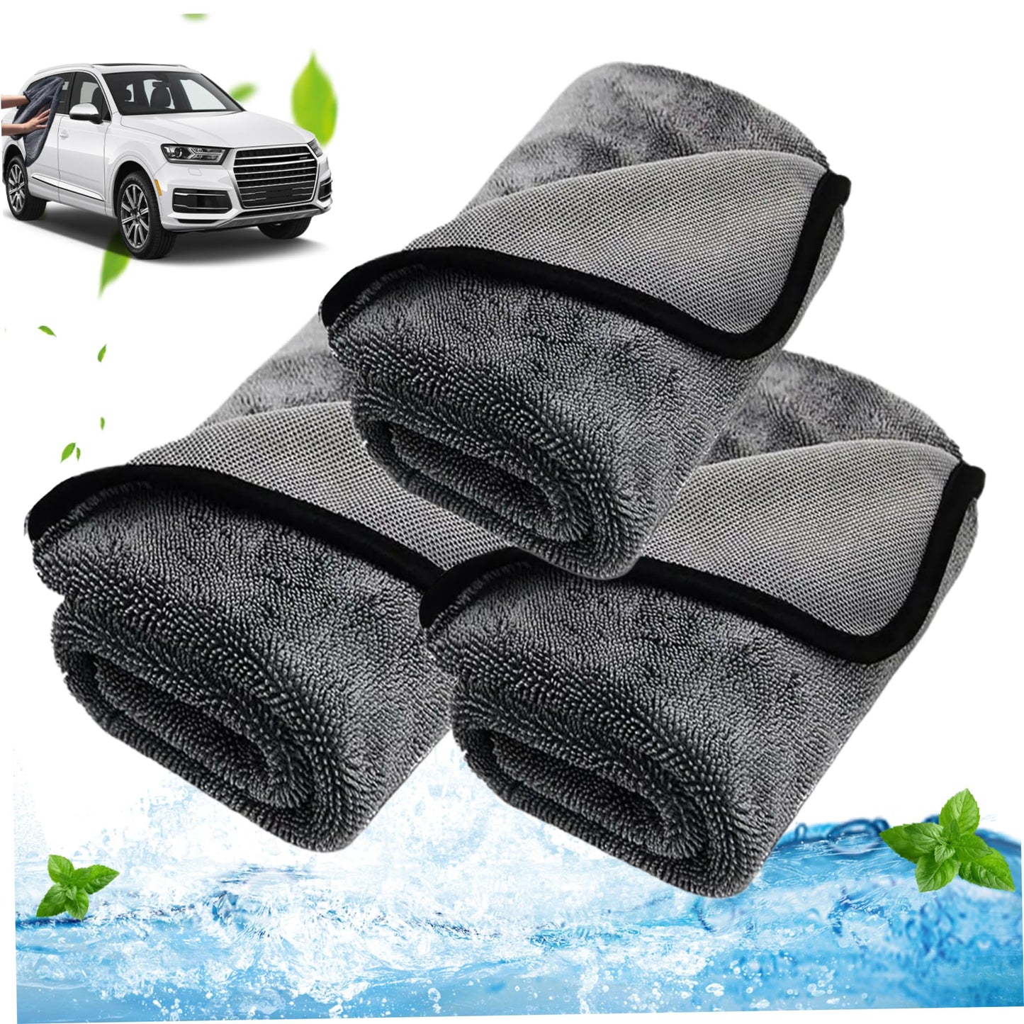 3Pcs Ultra Absorbent Microfiber Cleaning Cloths 15.8x15.8