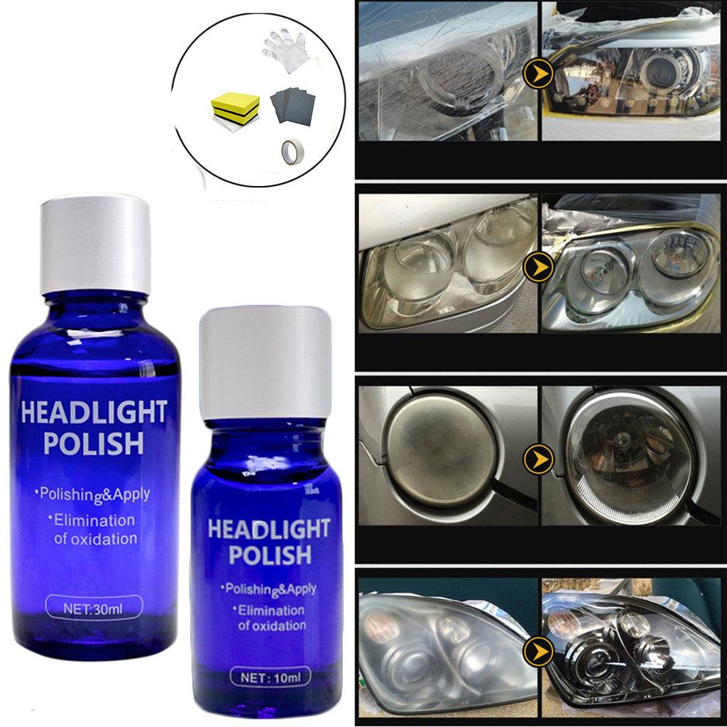 Car Headlight Restoration Kit with Polishing Solution