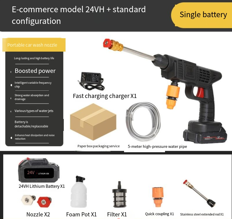 High-Pressure Portable Wireless Car Wash Gun